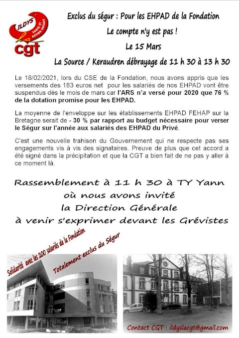 15 Mars EHPAD La Source / Keraudren journée nationale d'action pour les exclus du Ségur